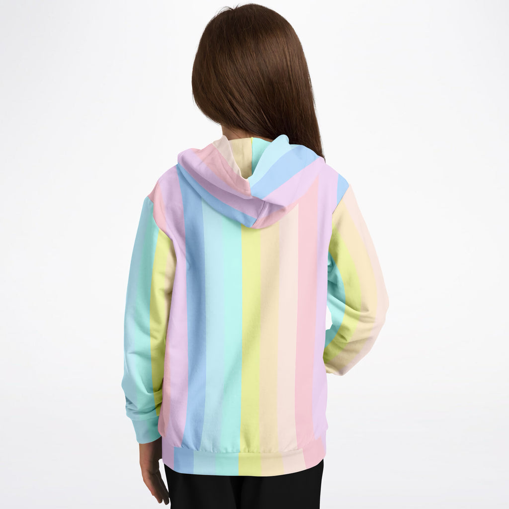 Girls Rainbow Stripe Hoodie – Ultra Comfy & Stretchy, Cozy Fleece or Lightweight Sports Fabric, Double-Layer Hood & Kangaroo Pocket