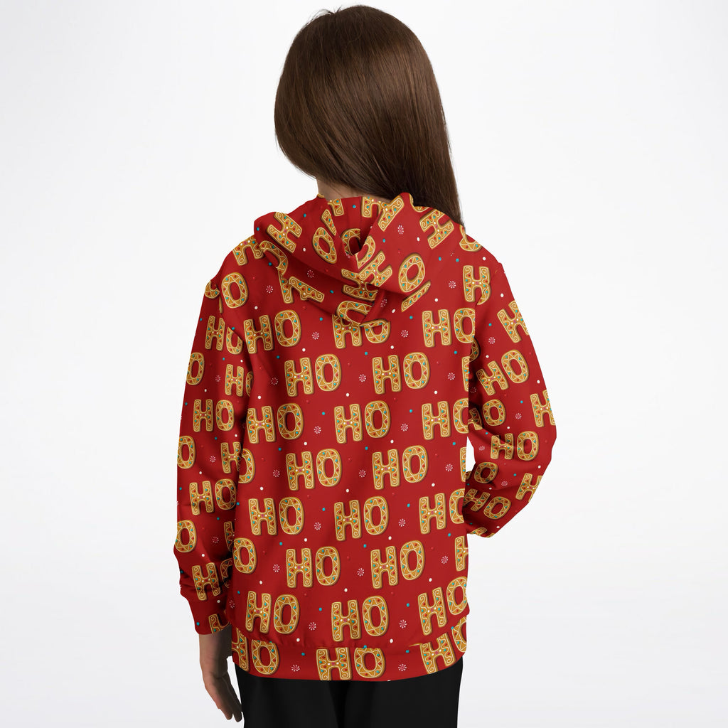Kids Christmas Ho Ho Ho Hoodie – Ultra Comfy & Stretchy, Cozy Fleece or Lightweight Sports Fabric, Double-Layer Hood & Kangaroo Pocket