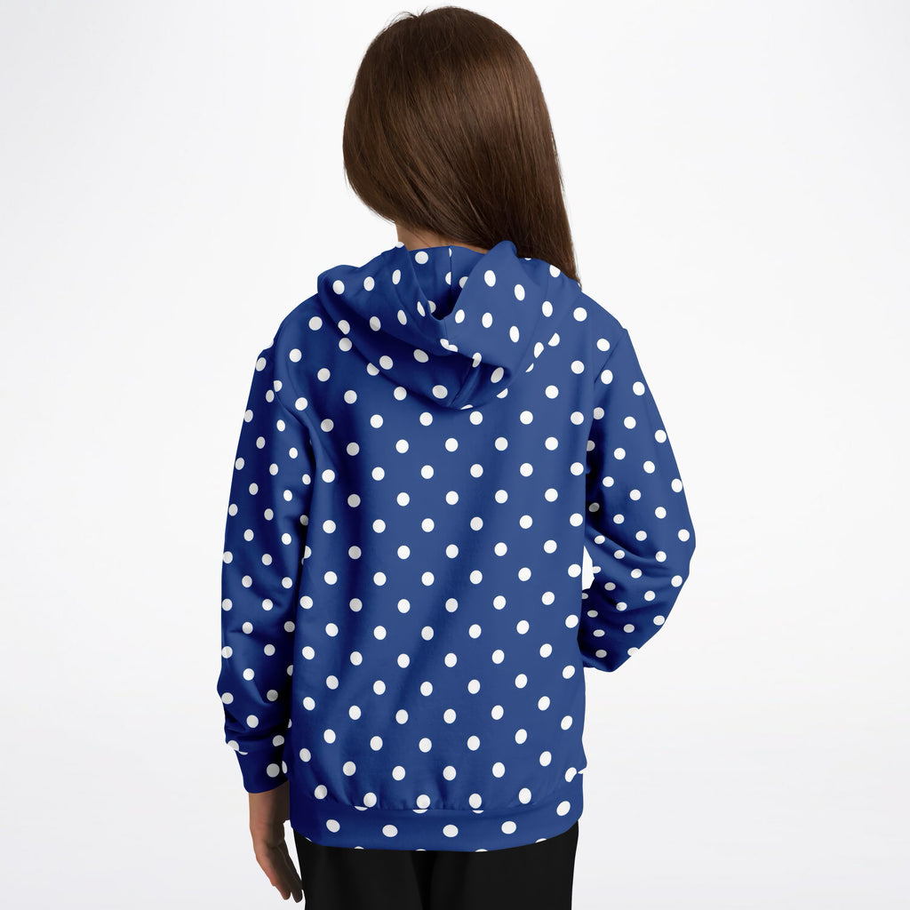 Kids Royal Blue Polka Dot Hoodie – Ultra Comfy & Stretchy, Cozy Fleece or Lightweight Sports Fabric, Double-Layer Hood & Kangaroo Pocket