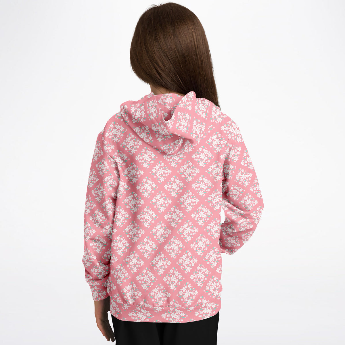 Girls Daisy Flower Clusters Hoodie – Ultra Comfy & Stretchy, Cozy Fleece or Lightweight Sports Fabric, Double-Layer Hood & Kangaroo Pocket