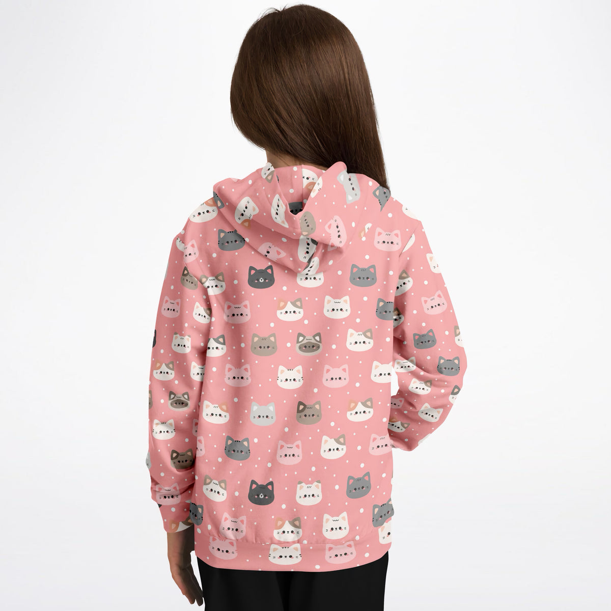 Girls Pink Cat Hoodie – Ultra Comfy & Stretchy, Cozy Fleece or Lightweight Sports Fabric, Double-Layer Hood & Kangaroo Pocket