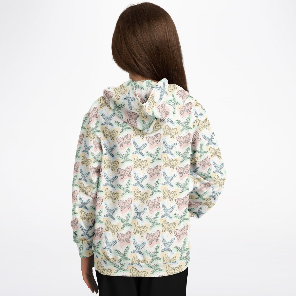 Kids Pastel Butterfly & Dragonfly Hoodie – Ultra Comfy & Stretchy, Cozy Fleece or Lightweight Sports Fabric, Double-Layer Hood & Kangaroo Pocket