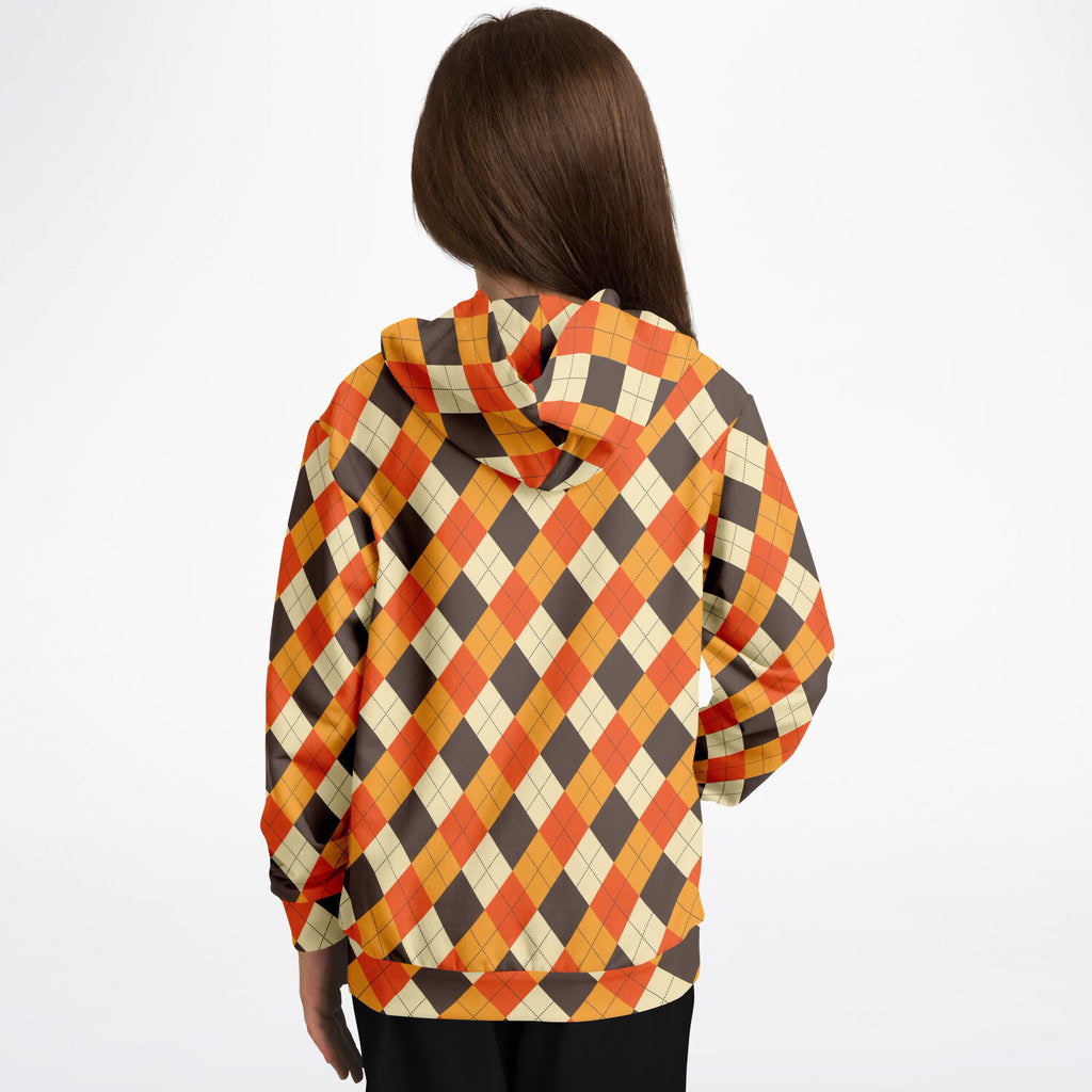 Kids Autumn Argyle Hoodie – Ultra Comfy & Stretchy, Cozy Fleece or Lightweight Sports Fabric, Double-Layer Hood & Kangaroo Pocket