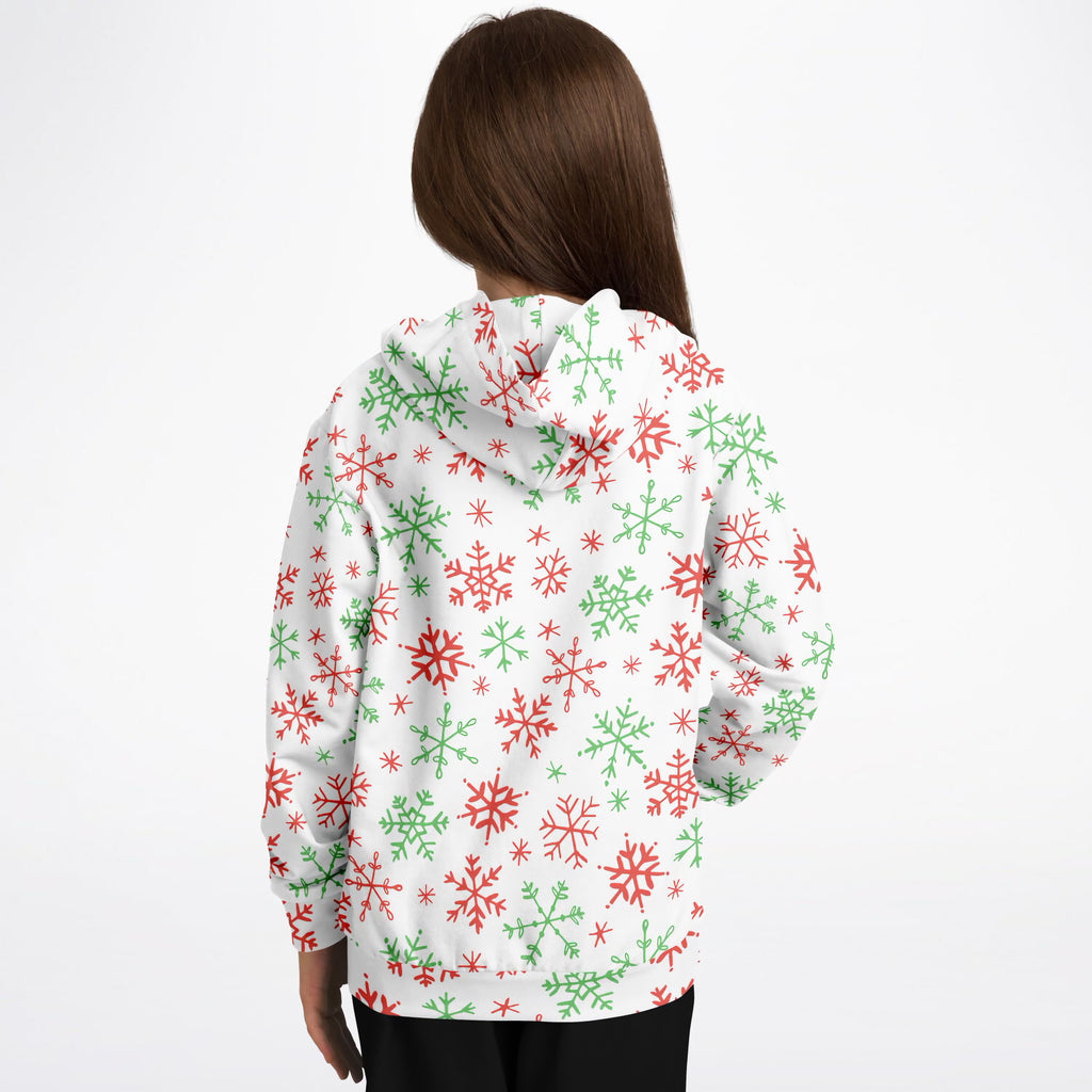 Kids Red & Green Candy Cane Christmas Hoodie – Ultra Comfy & Stretchy, Cozy Fleece or Lightweight Sports Fabric, Double-Layer Hood & Kangaroo Pocket