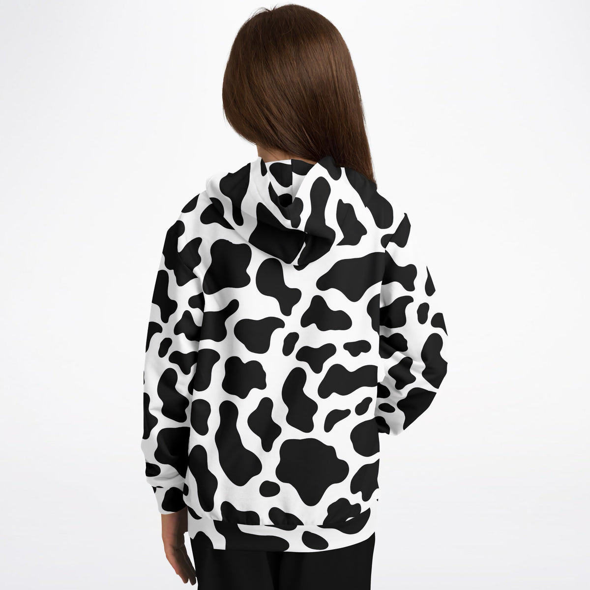 Kids Cow Print Hoodie – Ultra Comfy & Stretchy, Cozy Fleece or Lightweight Sports Fabric, Double-Layer Hood & Kangaroo Pocket