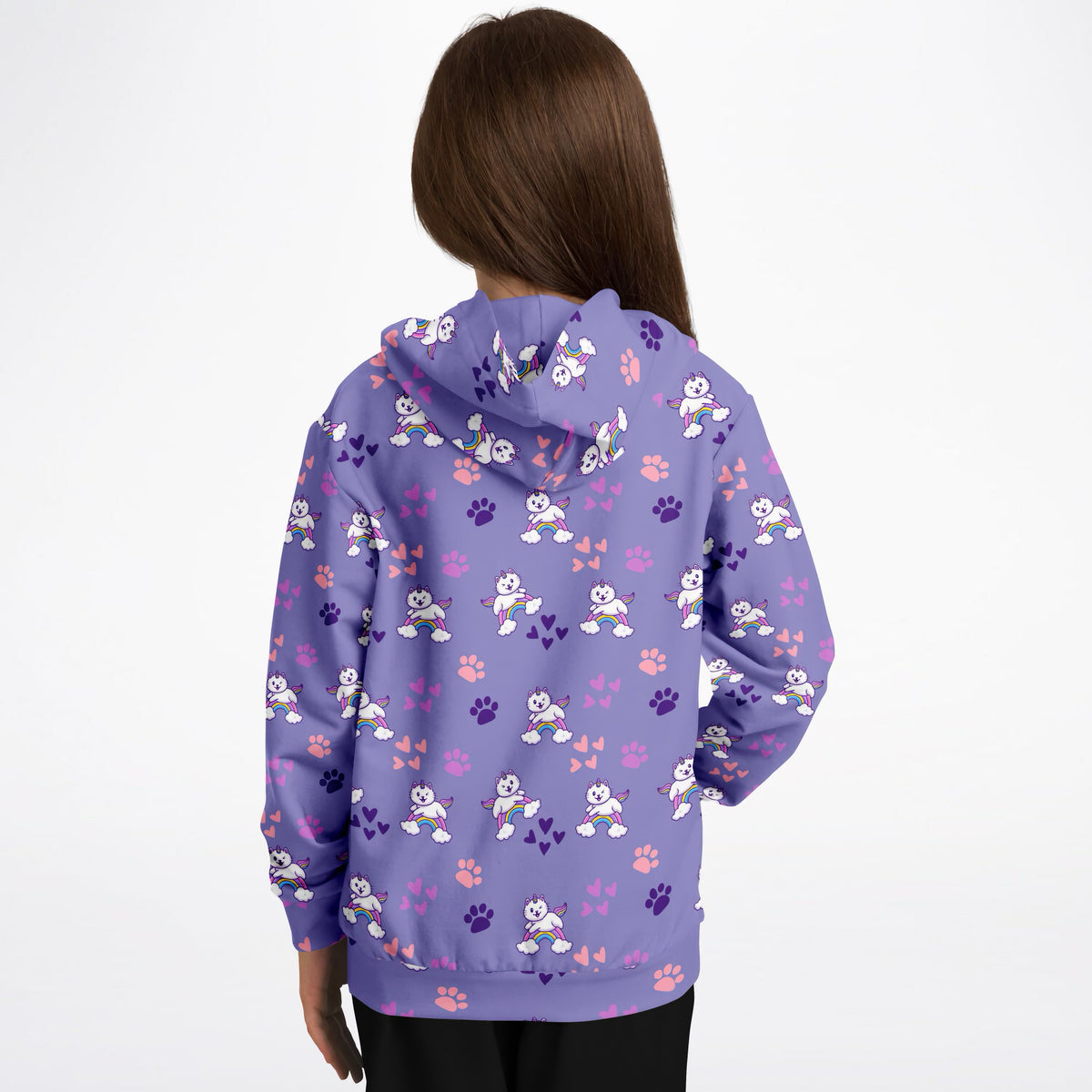 Girls Purple Caticorn Hoodie – Ultra Comfy & Stretchy, Cozy Fleece or Lightweight Sports Fabric, Double-Layer Hood & Kangaroo Pocket