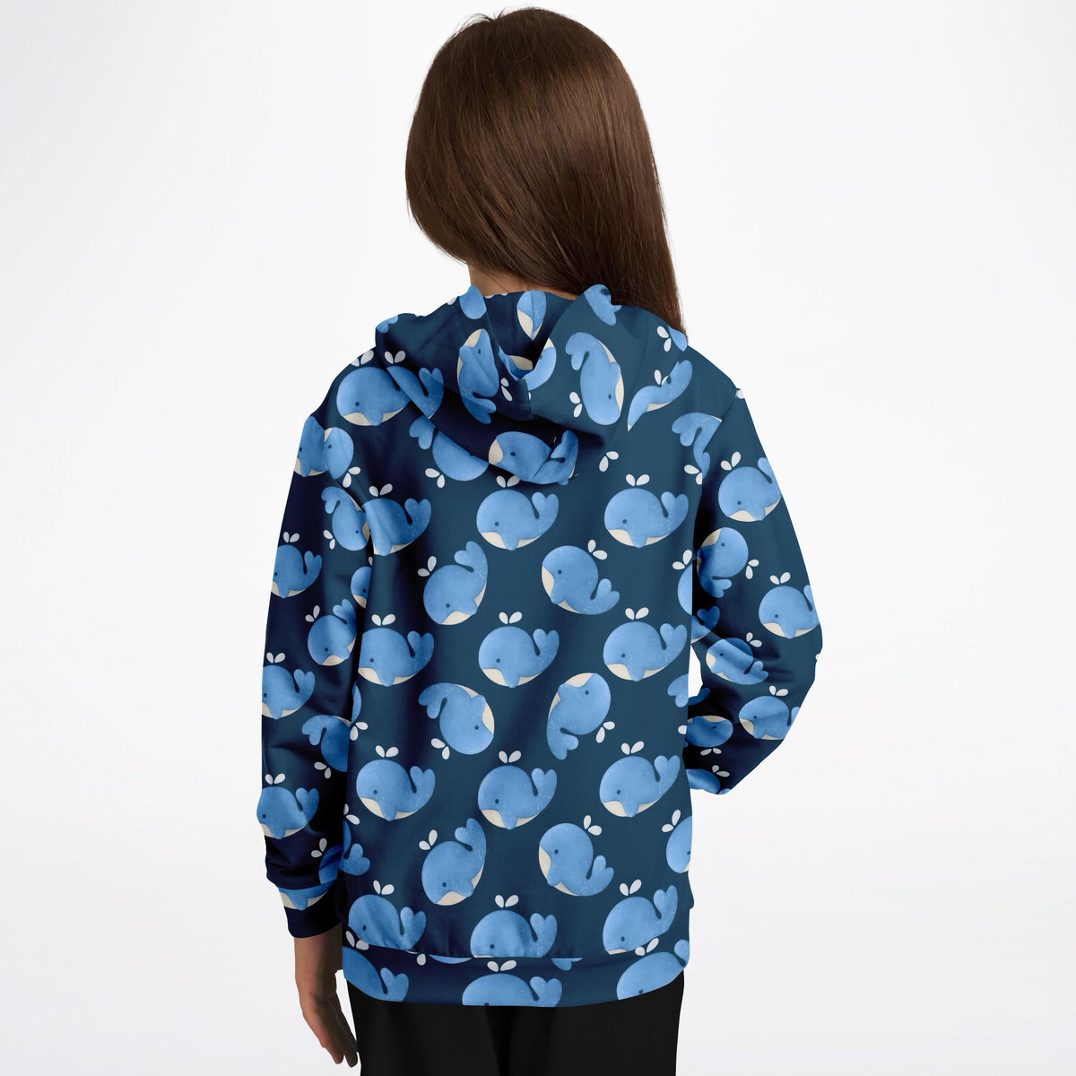 Kids Blue Whale Hoodie – Ultra Comfy & Stretchy, Cozy Fleece or Lightweight Sports Fabric, Double-Layer Hood & Kangaroo Pocket
