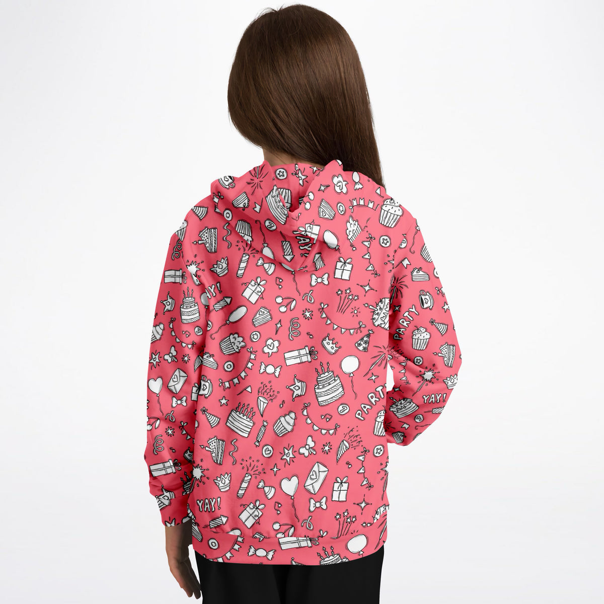 Girls Pink Birthday Themed Hoodie – Ultra Comfy & Stretchy, Cozy Fleece or Lightweight Sports Fabric, Double-Layer Hood & Kangaroo Pocket