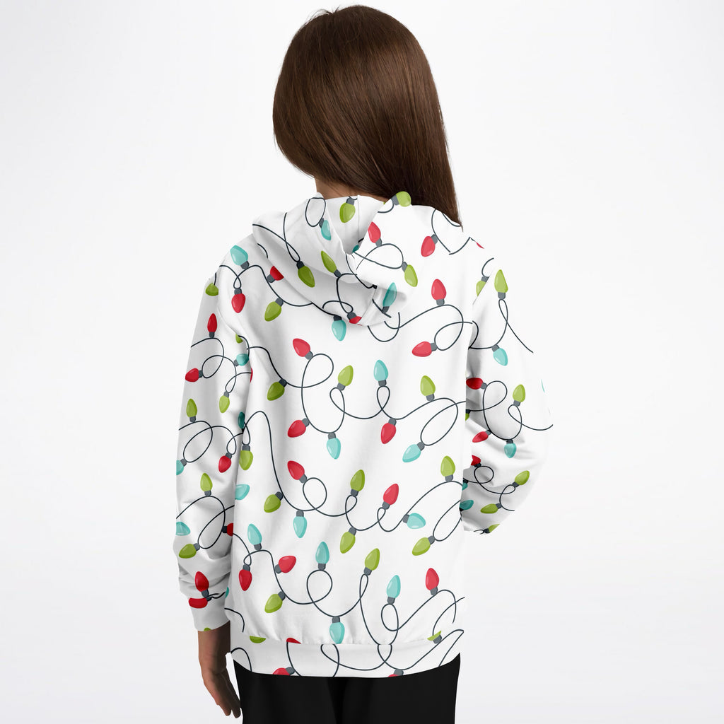 Kids Christmas Lights Hoodie – Ultra Comfy & Stretchy, Cozy Fleece or Lightweight Sports Fabric, Double-Layer Hood & Kangaroo Pocket