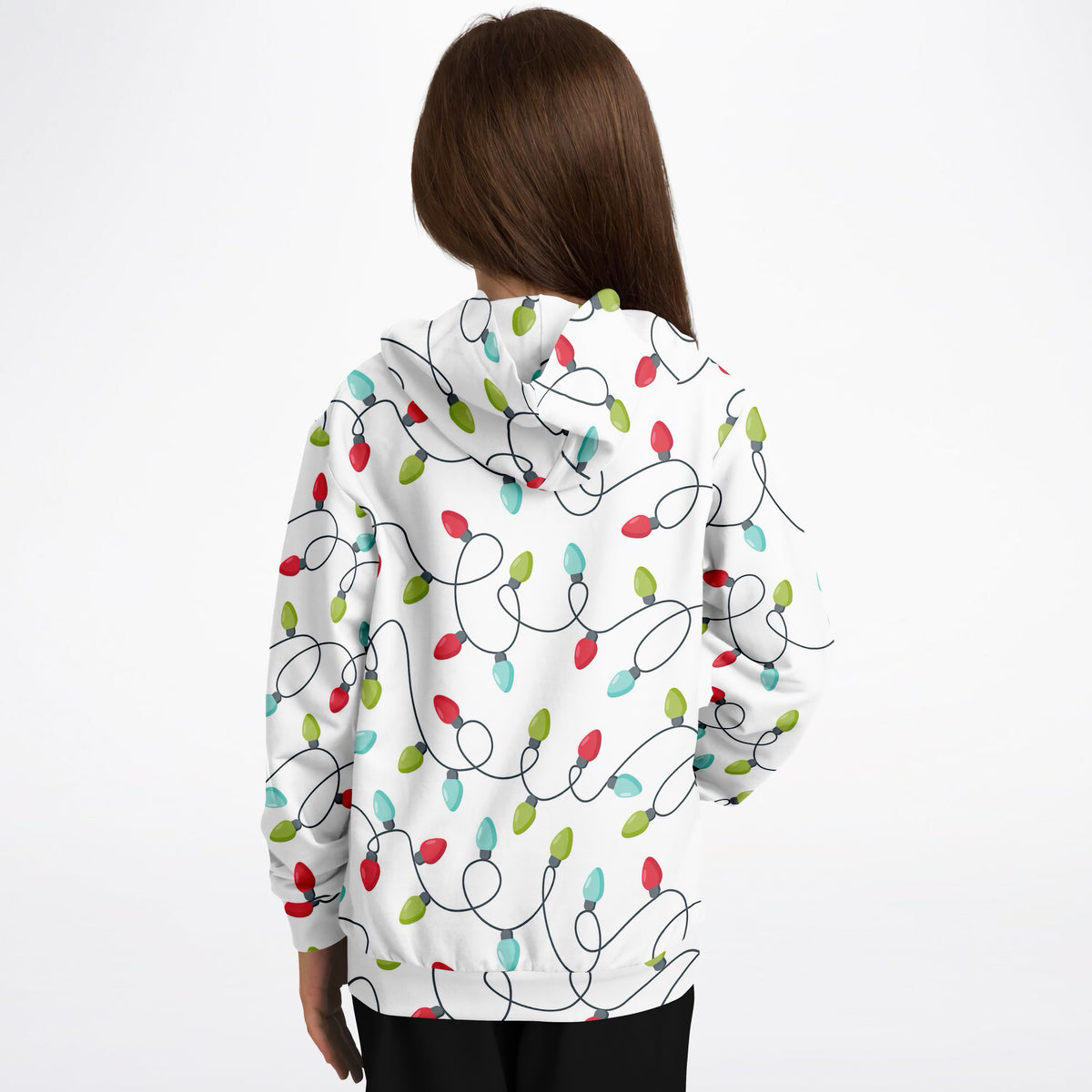 Kids Christmas Lights Hoodie – Ultra Comfy & Stretchy, Cozy Fleece or Lightweight Sports Fabric, Double-Layer Hood & Kangaroo Pocket