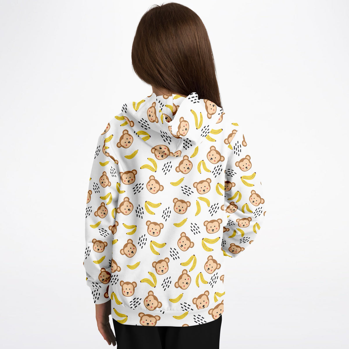 Kids Cute Monkey & Banana Hoodie – Ultra Comfy & Stretchy, Cozy Fleece or Lightweight Sports Fabric, Double-Layer Hood & Kangaroo Pocket