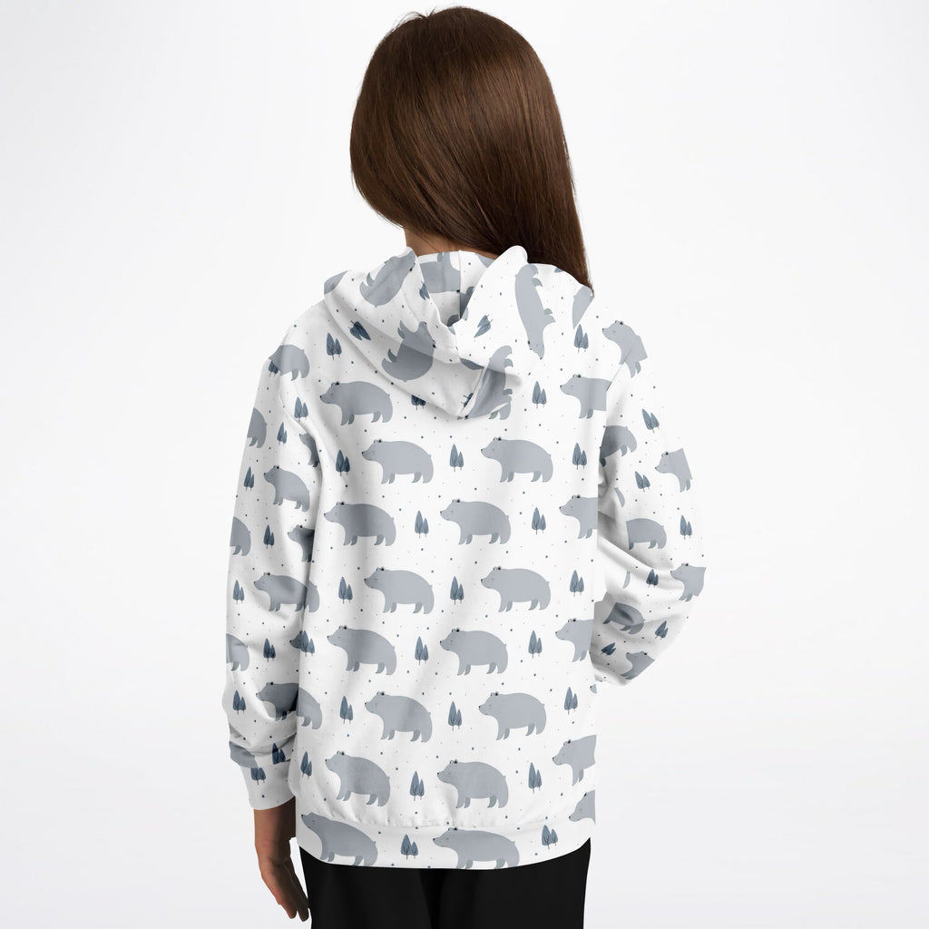 Kids Polar Bear Hoodie – Ultra Comfy & Stretchy, Cozy Fleece or Lightweight Sports Fabric, Double-Layer Hood & Kangaroo Pocket