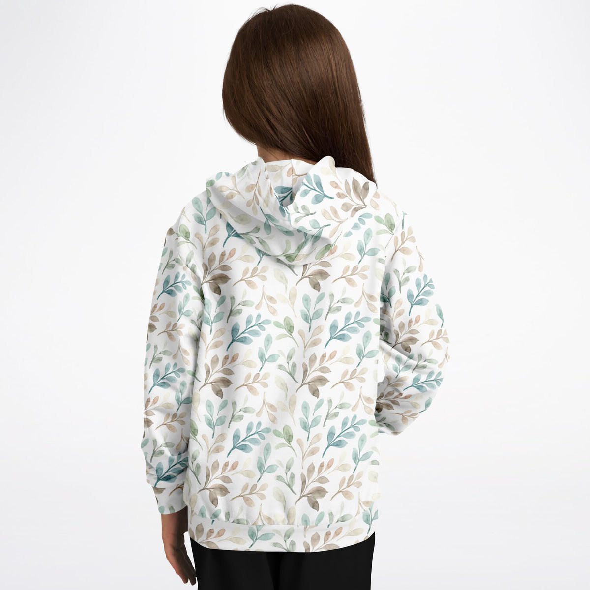 Girls Watercolor Botanical Hoodie – Ultra Comfy & Stretchy, Cozy Fleece or Lightweight Sports Fabric, Double-Layer Hood & Kangaroo Pocket