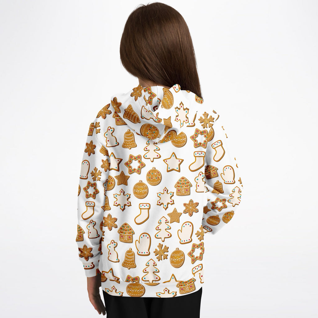 Kids Festive Holiday Cookies Hoodie – Ultra Comfy & Stretchy, Cozy Fleece or Lightweight Sports Fabric, Double-Layer Hood & Kangaroo Pocket