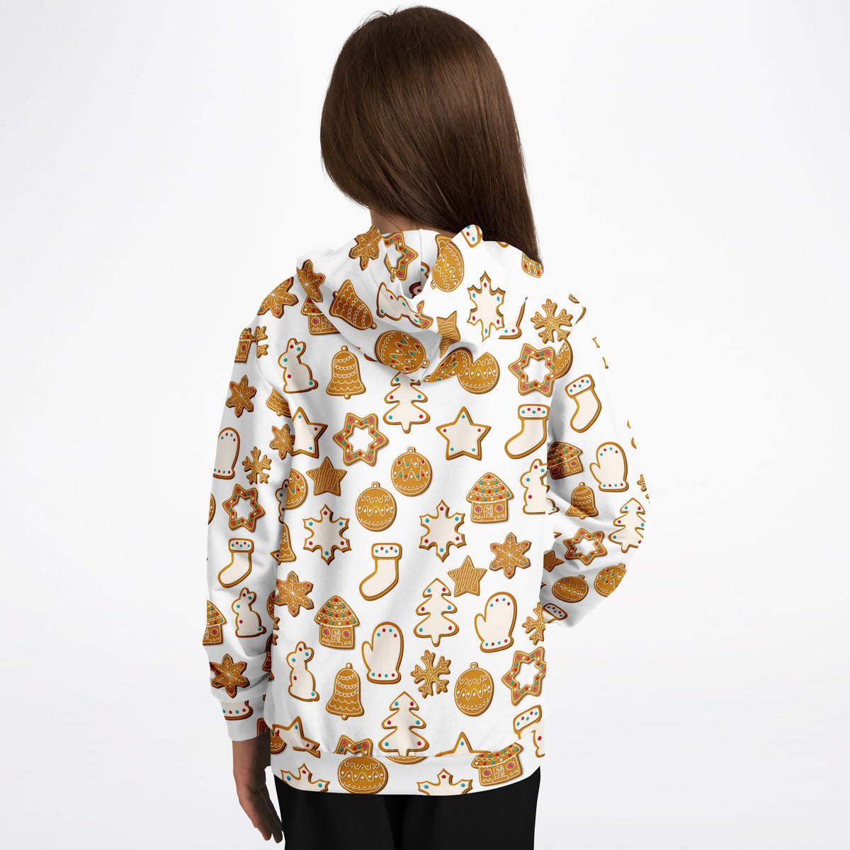 Kids Festive Holiday Cookies Hoodie – Ultra Comfy & Stretchy, Cozy Fleece or Lightweight Sports Fabric, Double-Layer Hood & Kangaroo Pocket