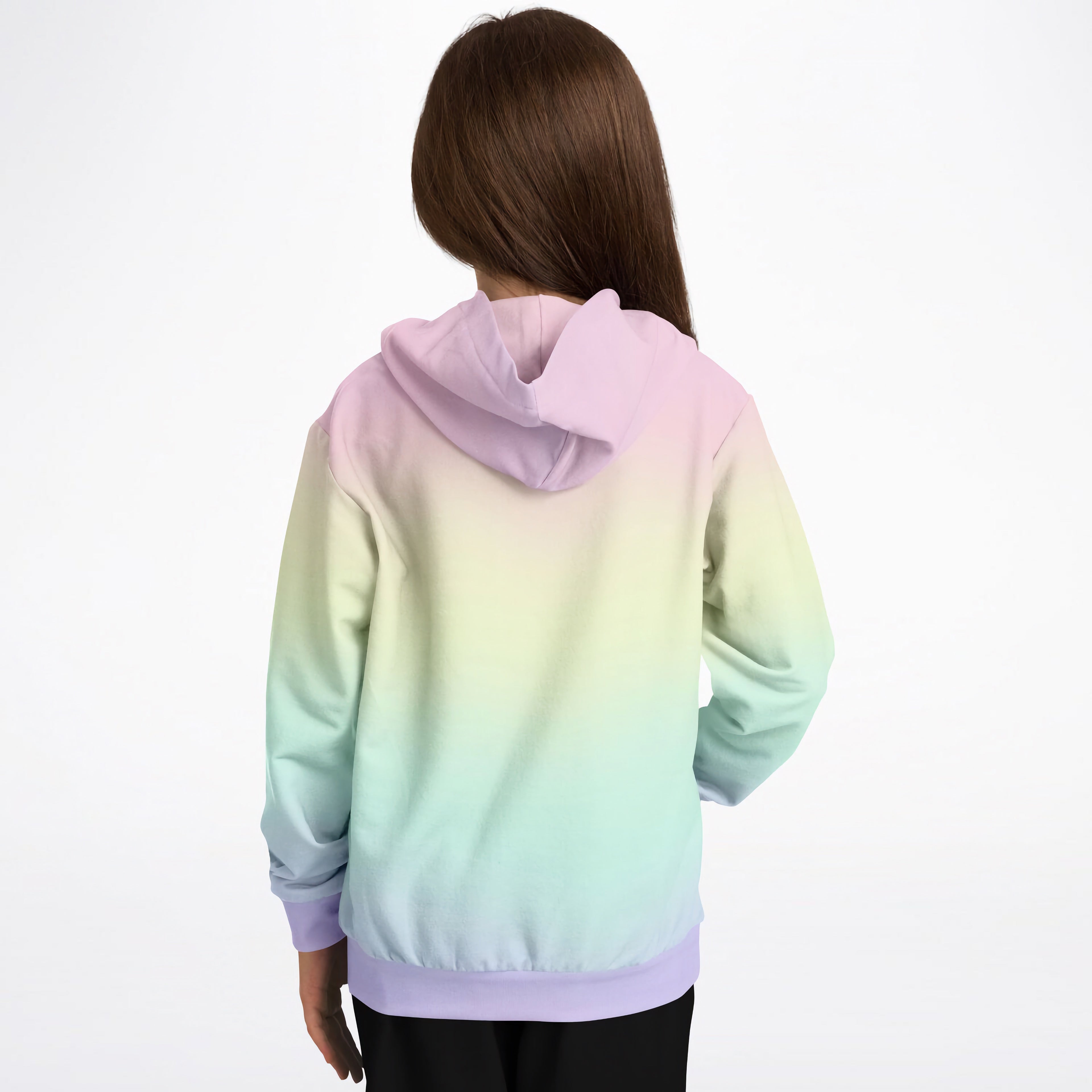 Girls Pastel Rainbow Hoodie – Cozy Cotton Fleece or Lightweight Sports Fabric
