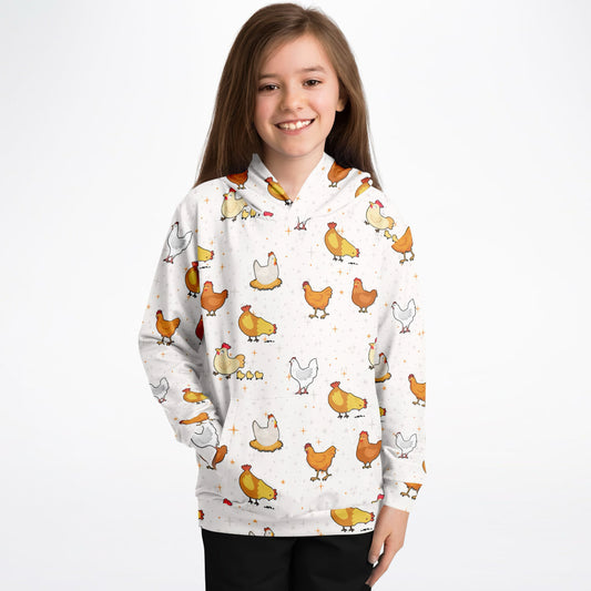 Kids Chicken Hoodie – Cozy Cotton Fleece or Lightweight Sports Fabric