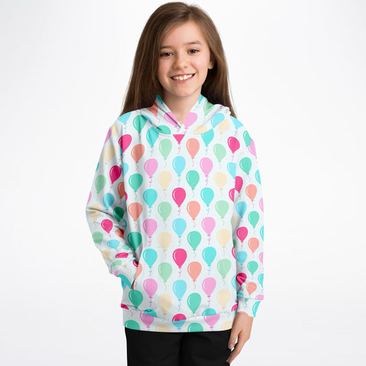 Kids Birthday Balloons Hoodie – Cozy Cotton Fleece or Lightweight Sports Fabric