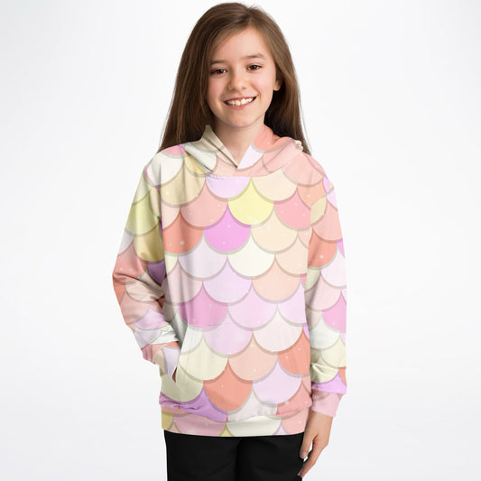 Girls Pink Mermaid Hoodie – Cozy Cotton Fleece or Lightweight Sports Fabric