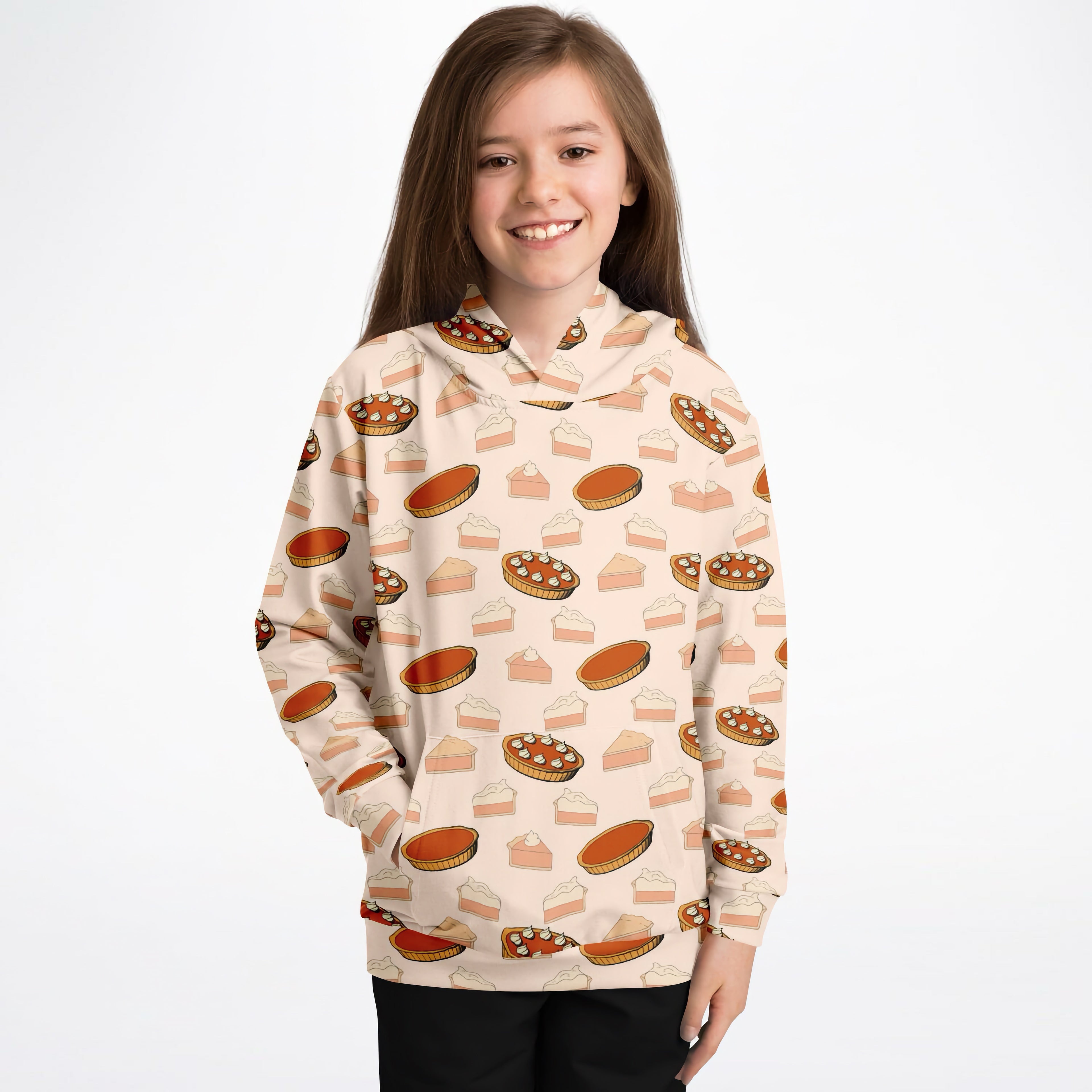 Kids Pumpkin Pie Thanksgiving Hoodie – Cozy Cotton Fleece or Lightweight Sports Fabric