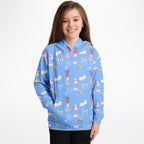Kids Blue Birthday Pattern Hoodie – Cozy Cotton Fleece or Lightweight Sports Fabric