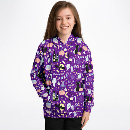 Kids Spooky Halloween Hoodie – Cozy Cotton Fleece or Lightweight Sports Fabric