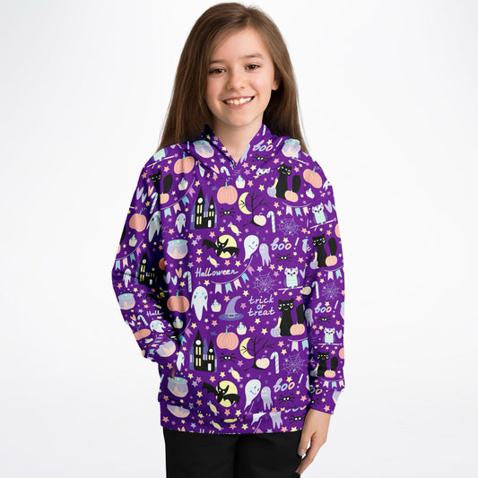 Kids Spooky Halloween Hoodie – Cozy Cotton Fleece or Lightweight Sports Fabric