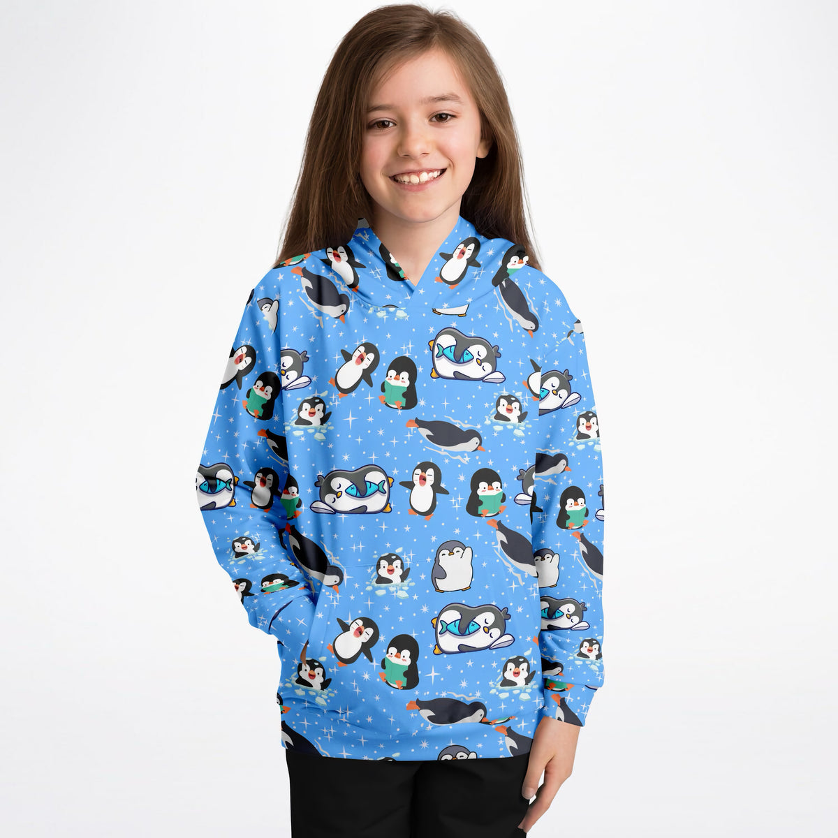 Kids Cute Penguin Hoodie – Ultra Comfy & Stretchy, Cozy Fleece or Lightweight Sports Fabric, Double-Layer Hood & Kangaroo Pocket