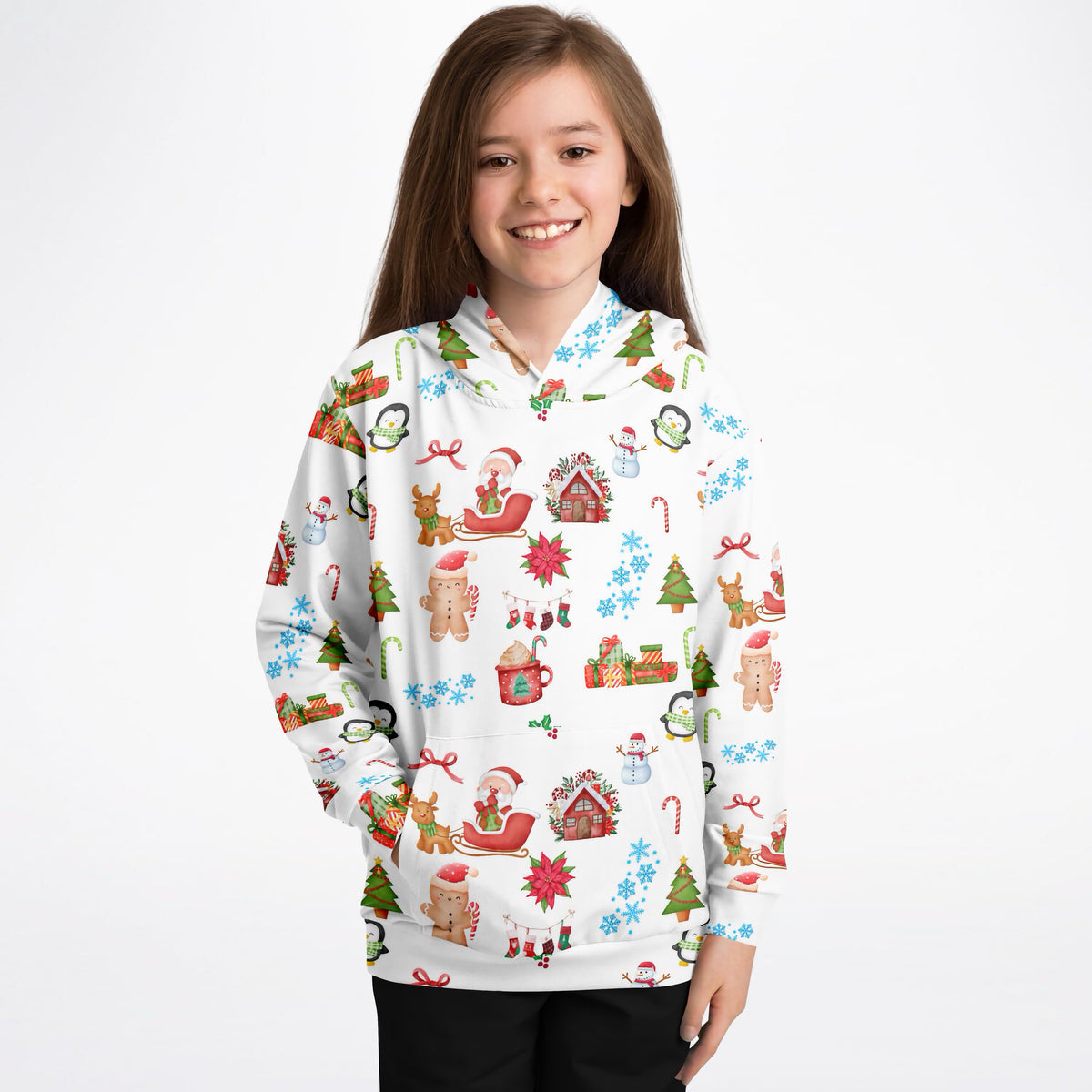 Kids Christmas Hoodie – Ultra Comfy & Stretchy, Cozy Fleece or Lightweight Sports Fabric, Double-Layer Hood & Kangaroo Pocket