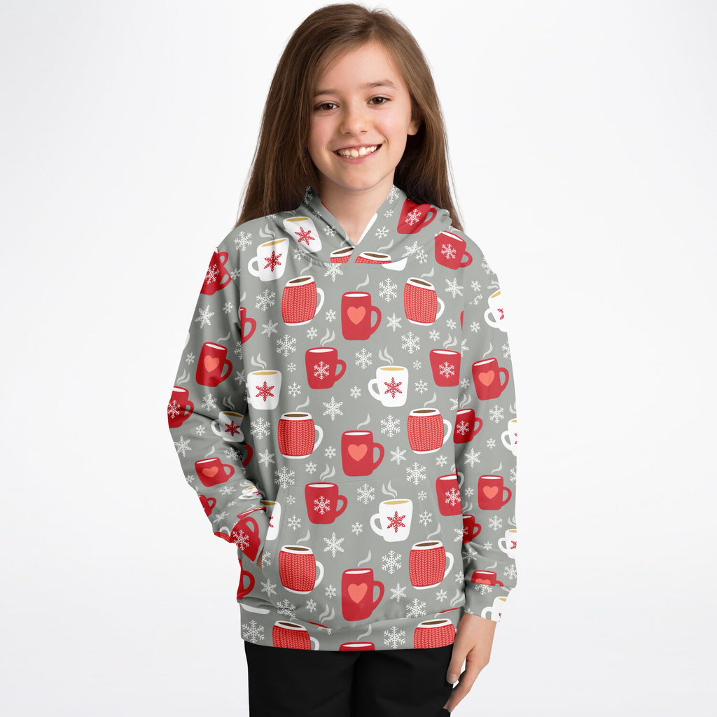 Kids Christmas Hot Cocoa Christmas Hoodie – Ultra Comfy & Stretchy, Cozy Fleece or Lightweight Sports Fabric, Double-Layer Hood & Kangaroo Pocket