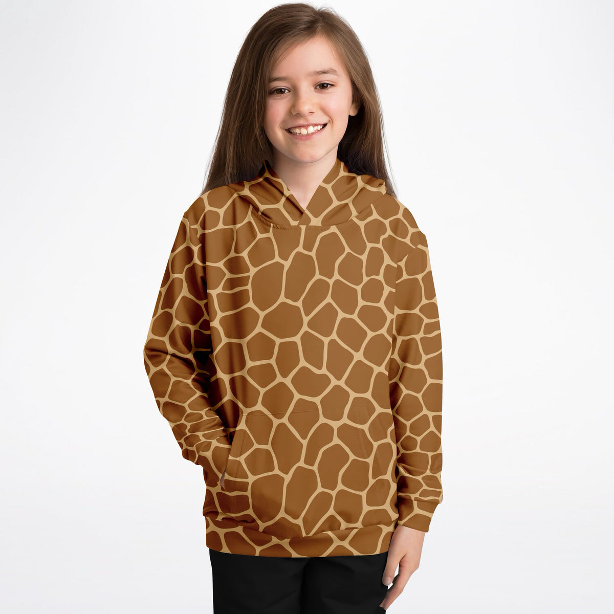 Kids Giraffe Print Hoodie – Ultra Comfy & Stretchy, Cozy Fleece or Lightweight Sports Fabric, Double-Layer Hood & Kangaroo Pocket