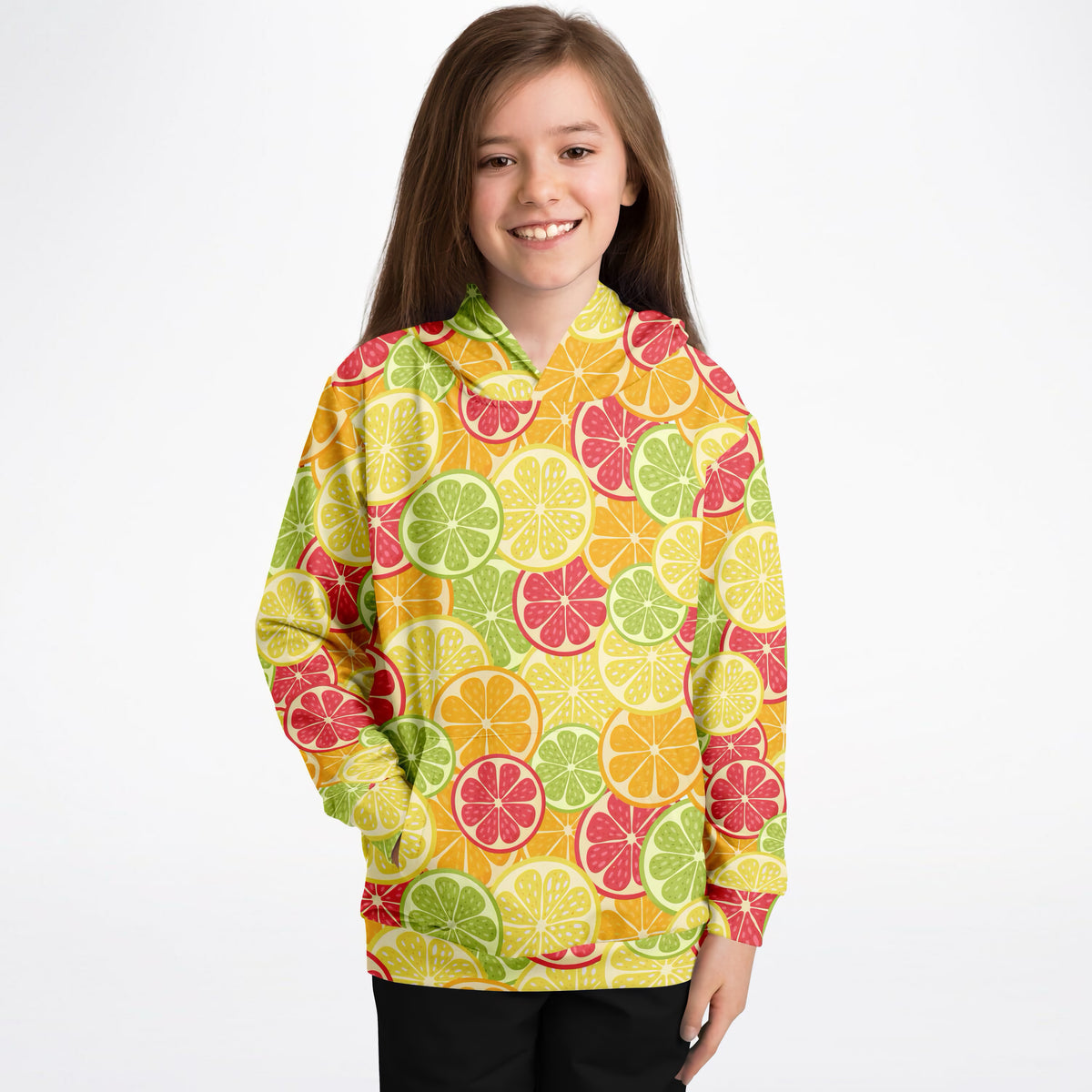 Kids Citrus Fruit Hoodie – Ultra Comfy & Stretchy, Cozy Fleece or Lightweight Sports Fabric, Double-Layer Hood & Kangaroo Pocket
