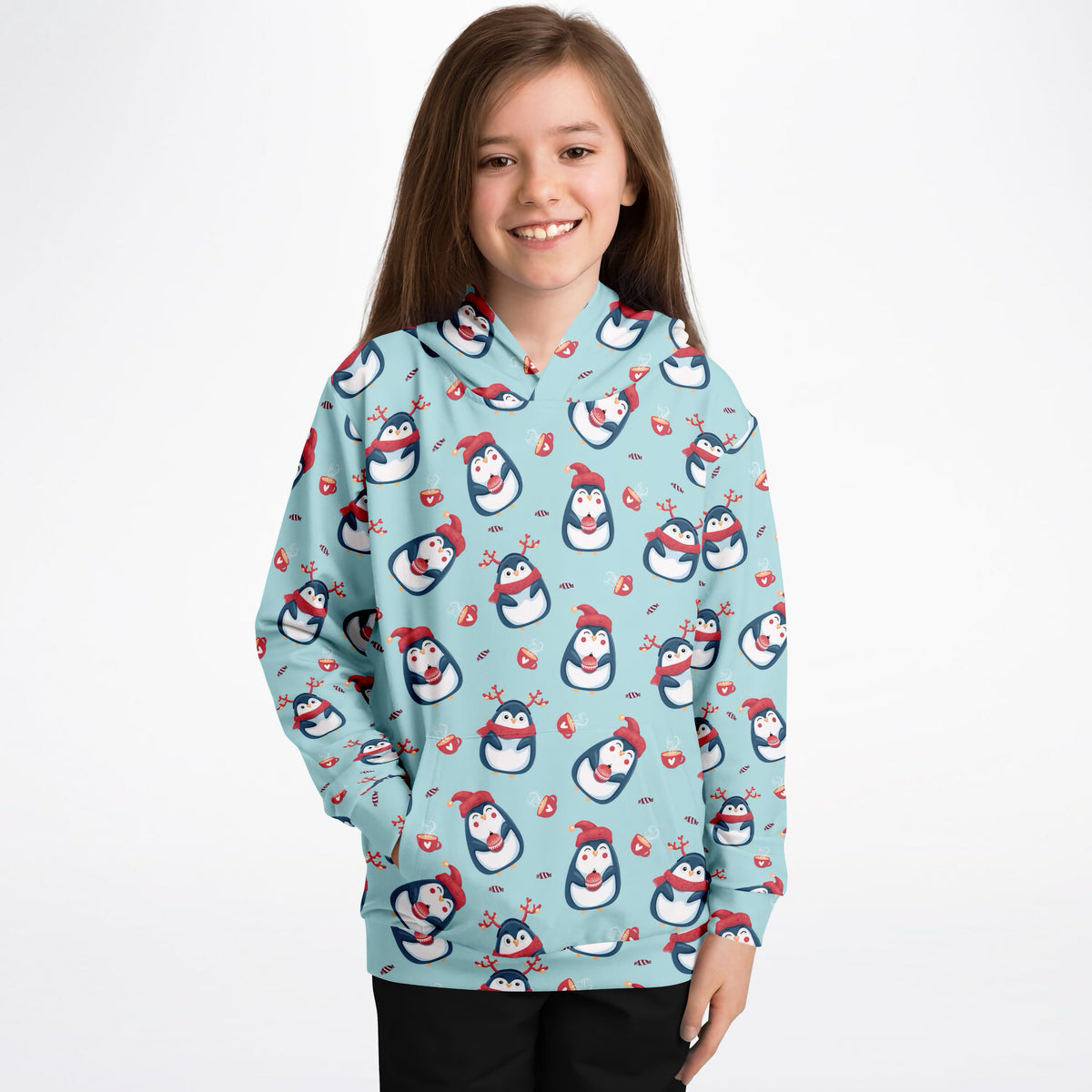 Kids Reindeer Penguin Hoodie – Ultra Comfy & Stretchy, Cozy Fleece or Lightweight Sports Fabric, Double-Layer Hood & Kangaroo Pocket