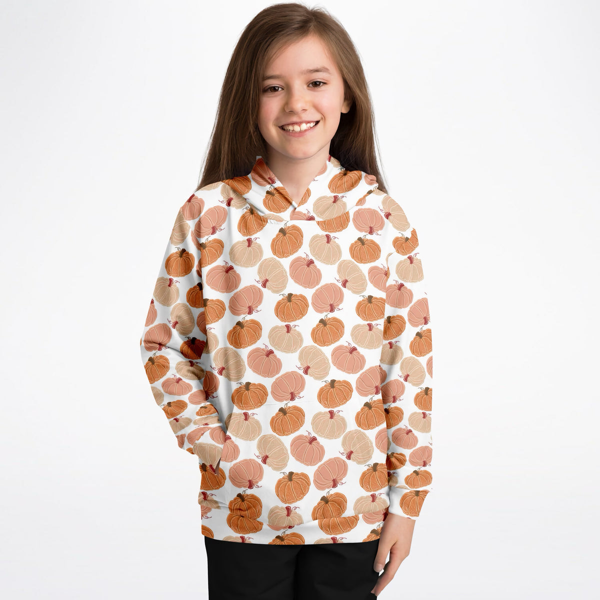 Kids Fall Pumpkin Hoodie – Ultra Comfy & Stretchy, Cozy Fleece or Lightweight Sports Fabric, Double-Layer Hood & Kangaroo Pocket
