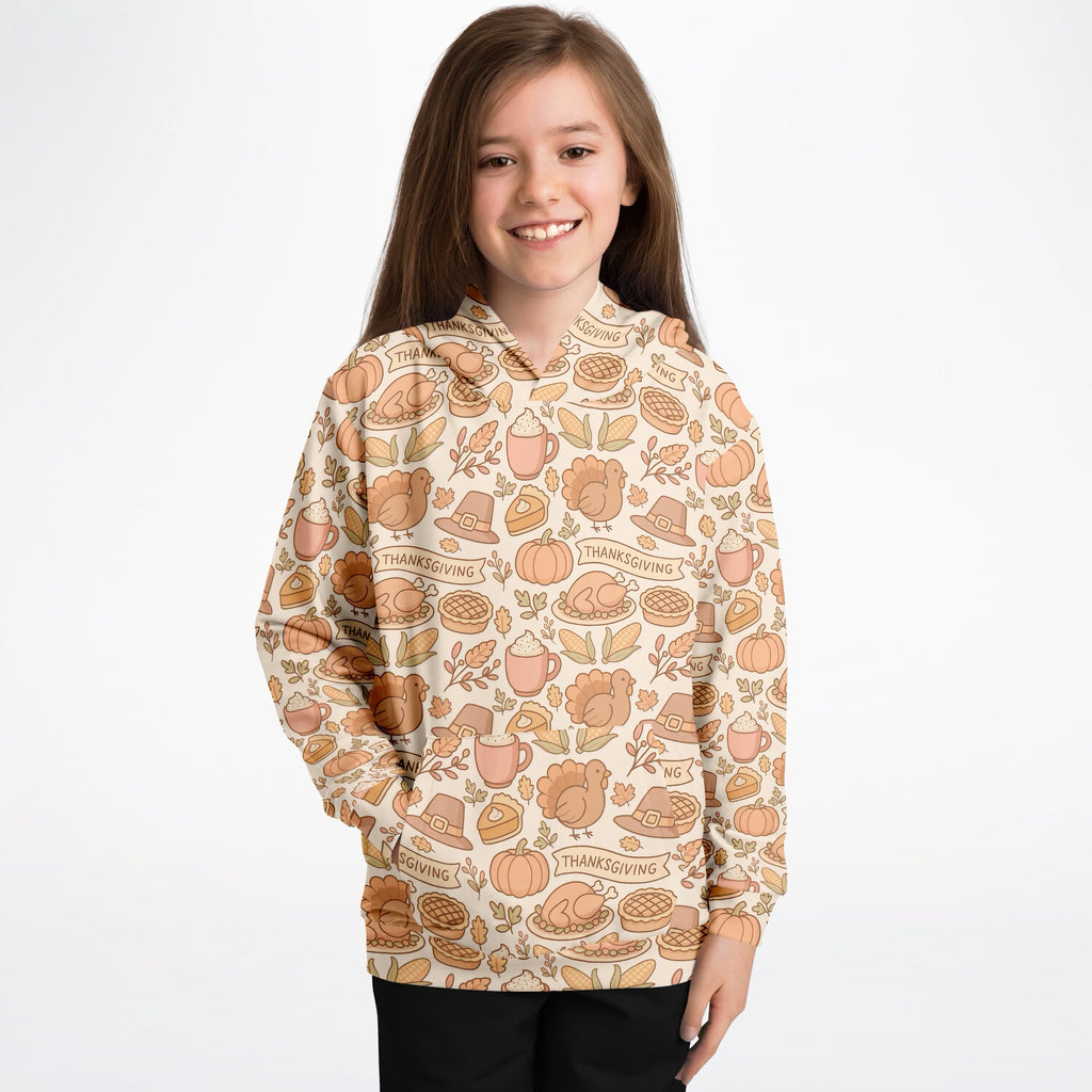 Kids Thanksgiving Turkey Hoodie – Ultra Comfy & Stretchy, Cozy Fleece or Lightweight Sports Fabric, Double-Layer Hood & Kangaroo Pocket