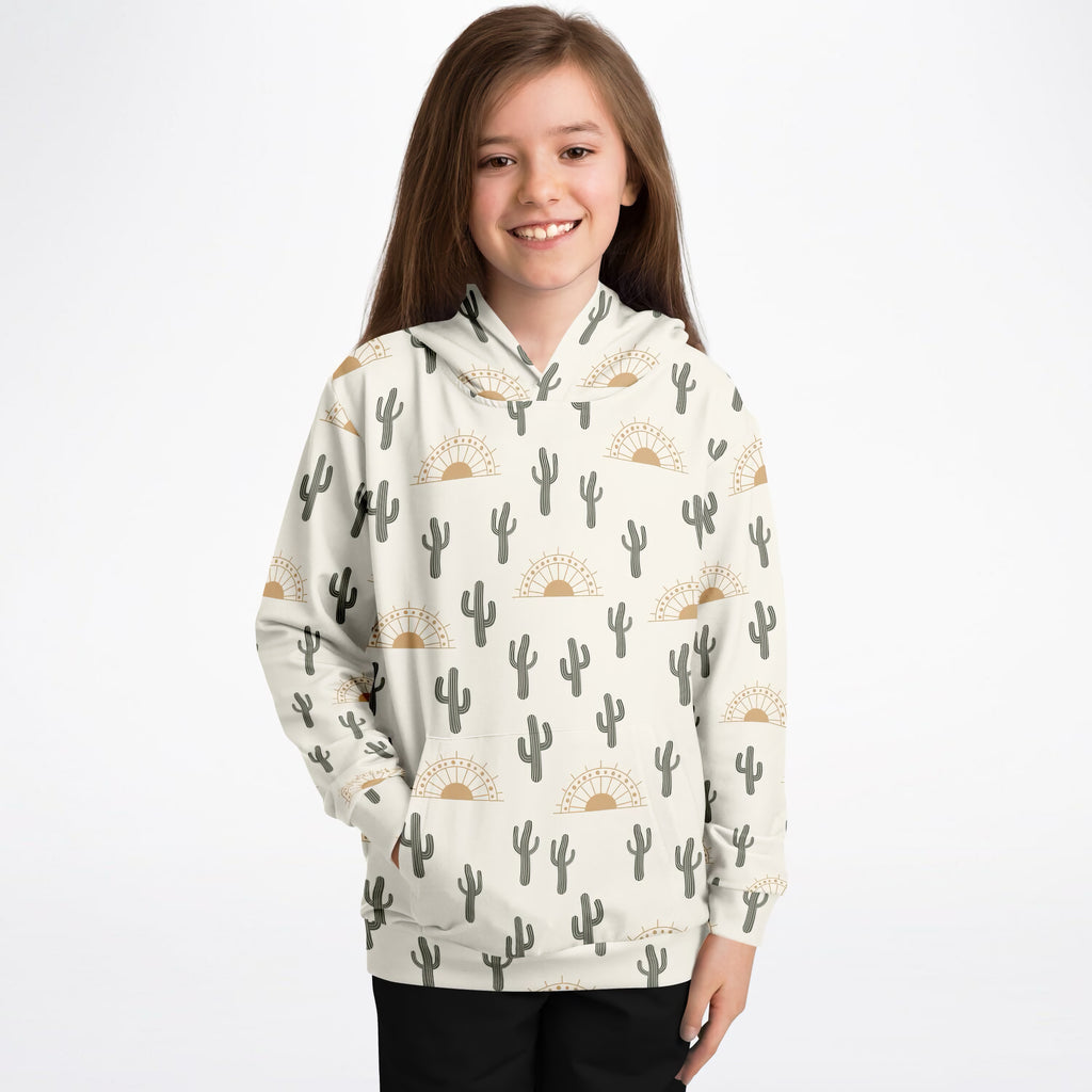 Kids Desert Cactus Hoodie – Ultra Comfy & Stretchy, Cozy Fleece or Lightweight Sports Fabric, Double-Layer Hood & Kangaroo Pocket