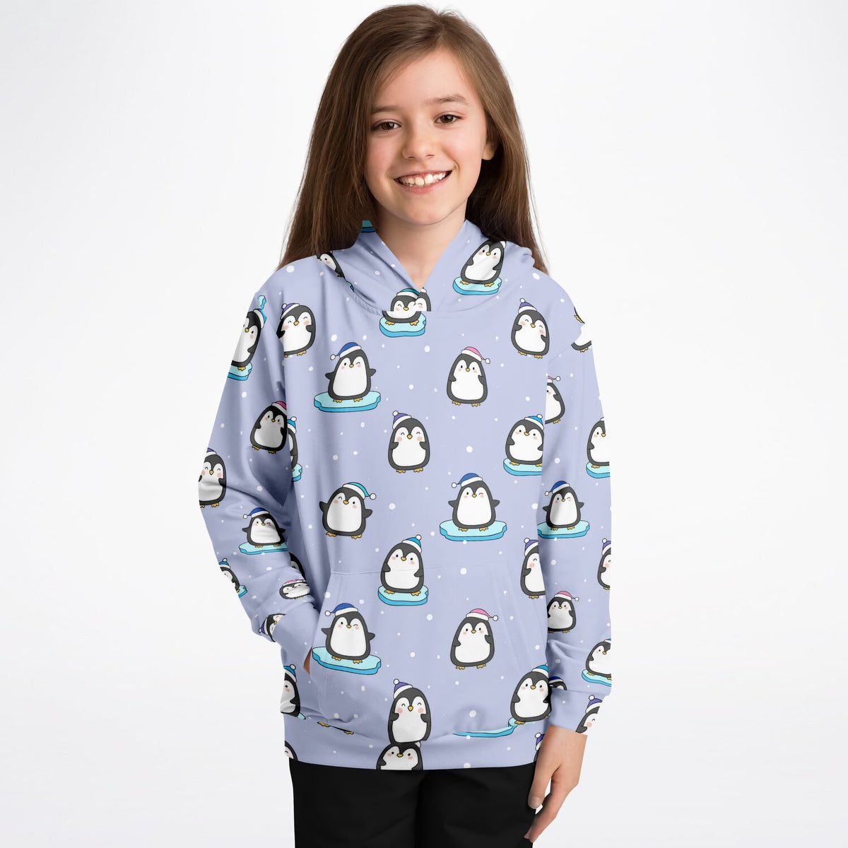 Kids Winter Penguin Hoodie – Ultra Comfy & Stretchy, Cozy Fleece or Lightweight Sports Fabric, Double-Layer Hood & Kangaroo Pocket