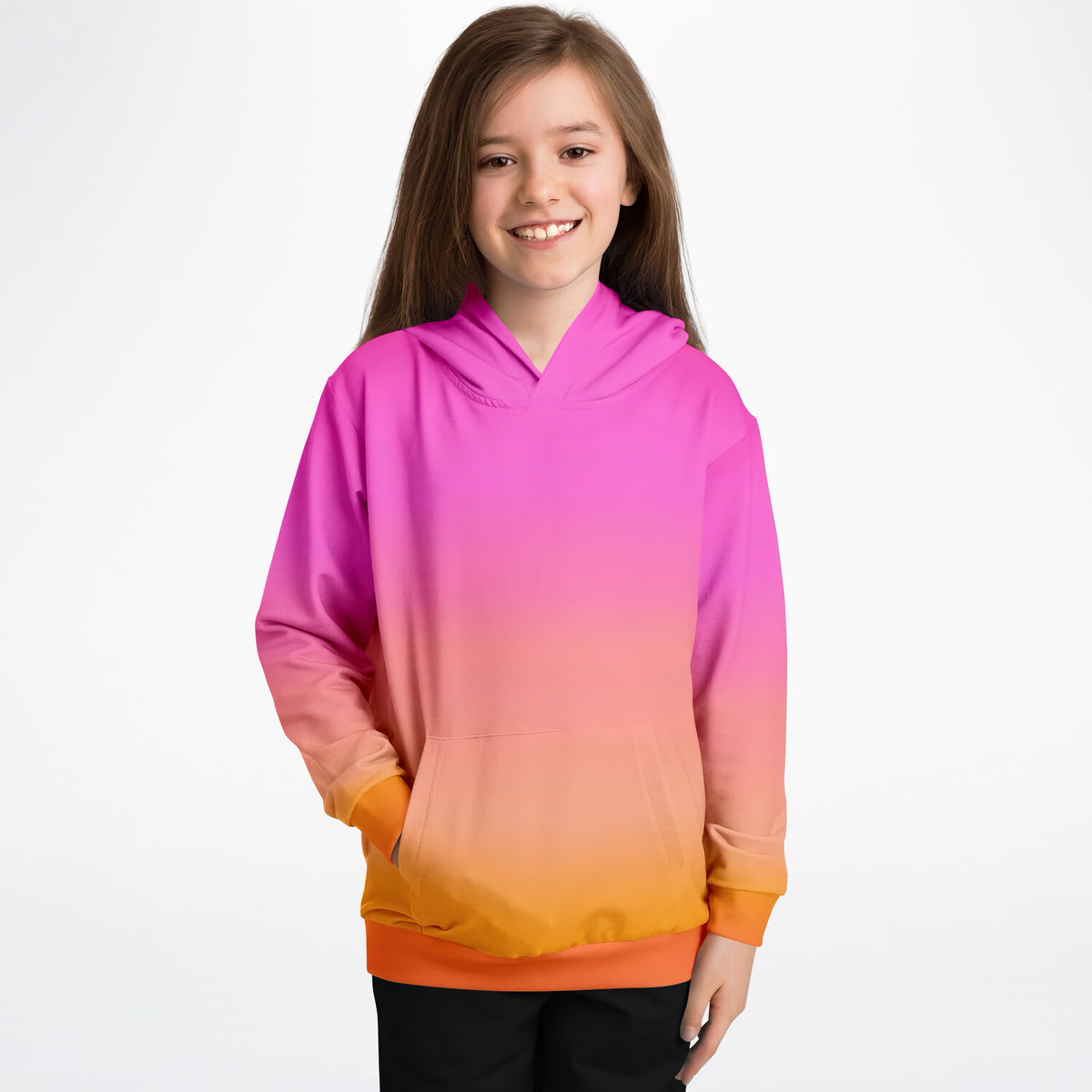 Kids Sunset Ombre Hoodie – Ultra Comfy & Stretchy, Cozy Fleece or Lightweight Sports Fabric, Double-Layer Hood & Kangaroo Pocket