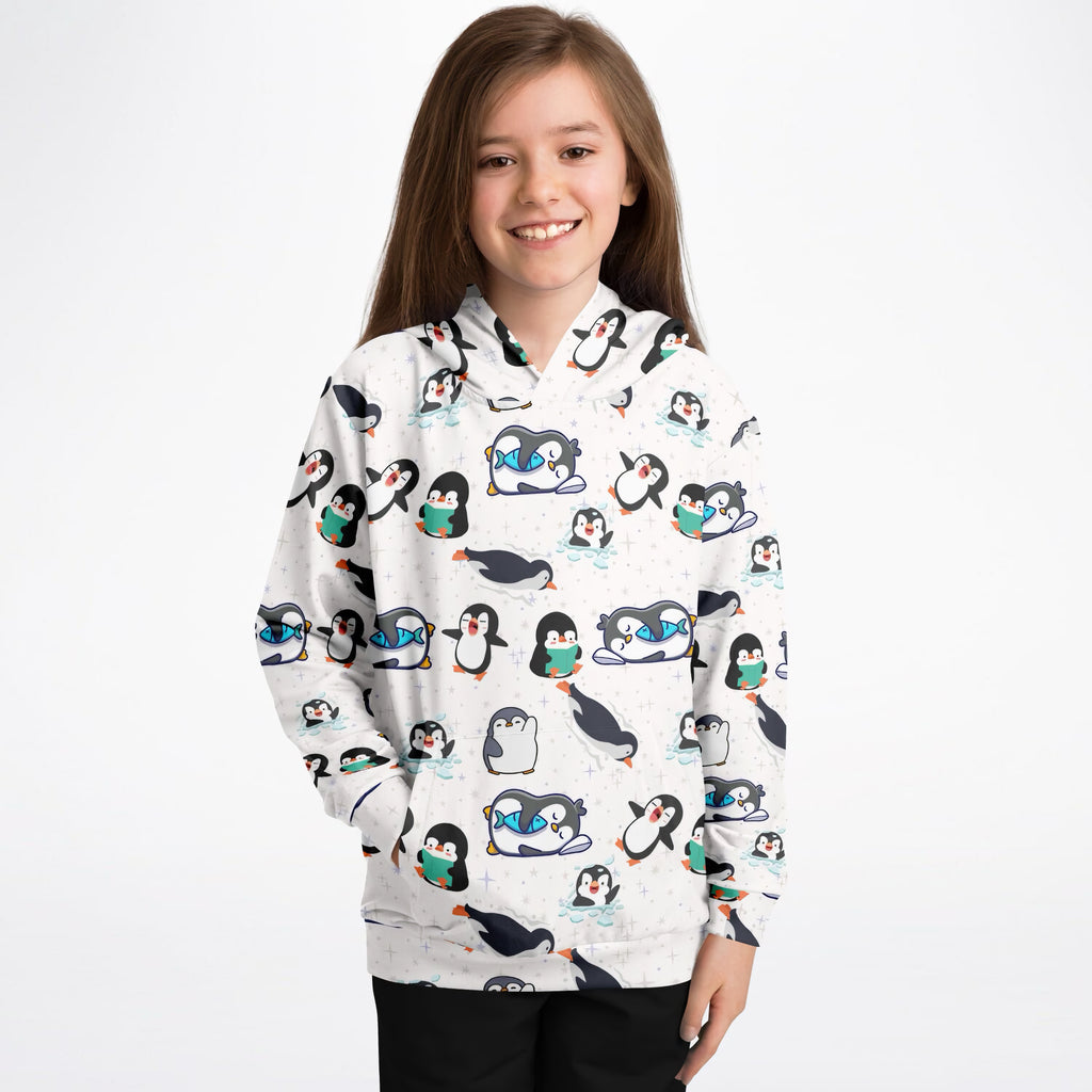 Kids Cute Penguin Hoodie – Ultra Comfy & Stretchy, Cozy Fleece or Lightweight Sports Fabric, Double-Layer Hood & Kangaroo Pocket