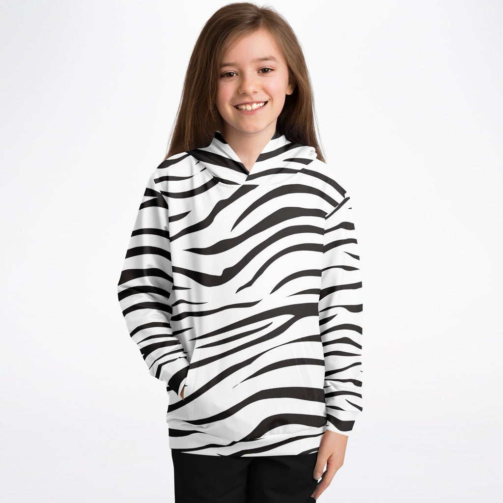 Kids Zebra Print Hoodie – Ultra Comfy & Stretchy, Cozy Fleece or Lightweight Sports Fabric, Double-Layer Hood & Kangaroo Pocket