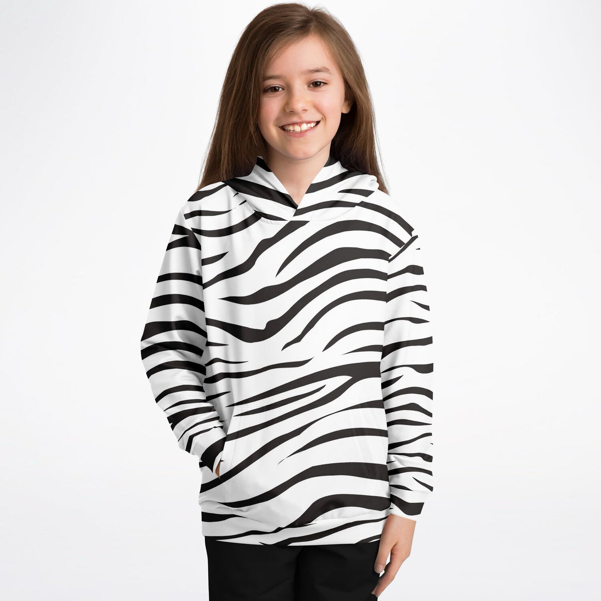 Kids Zebra Print Hoodie – Ultra Comfy & Stretchy, Cozy Fleece or Lightweight Sports Fabric, Double-Layer Hood & Kangaroo Pocket