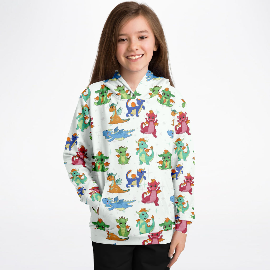 Kids Colorful Dragon Hoodie – Ultra Comfy & Stretchy, Cozy Fleece or Lightweight Sports Fabric, Double-Layer Hood & Kangaroo Pocket