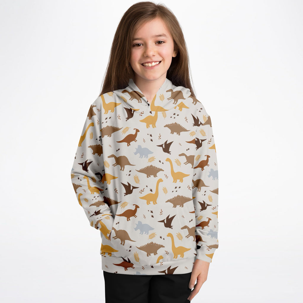 Kids Dinosaur Hoodie – Ultra Comfy & Stretchy, Cozy Fleece or Lightweight Sports Fabric, Double-Layer Hood & Kangaroo Pocket