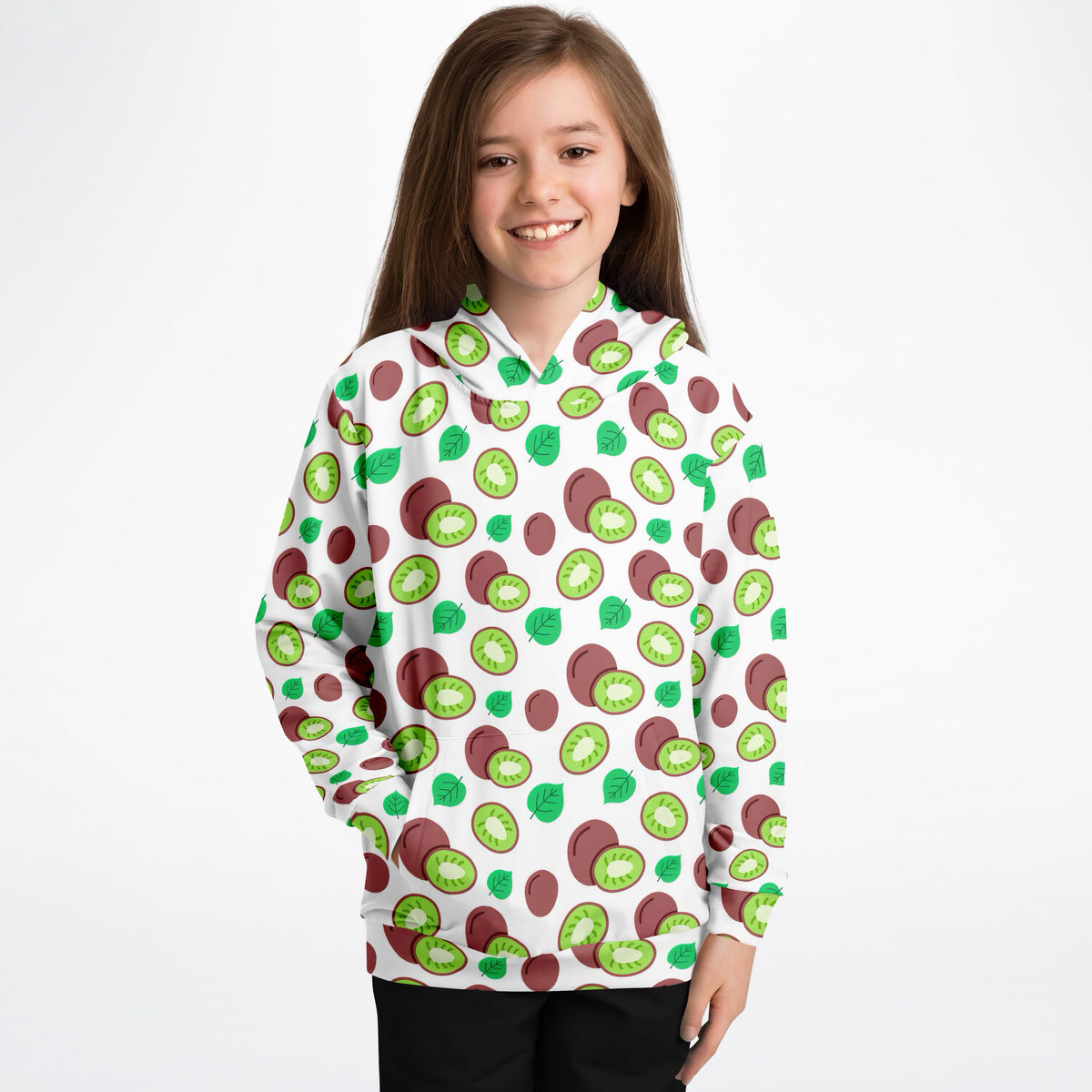 Kids Kiwi Fruit Hoodie – Ultra Comfy & Stretchy, Cozy Fleece or Lightweight Sports Fabric, Double-Layer Hood & Kangaroo Pocket