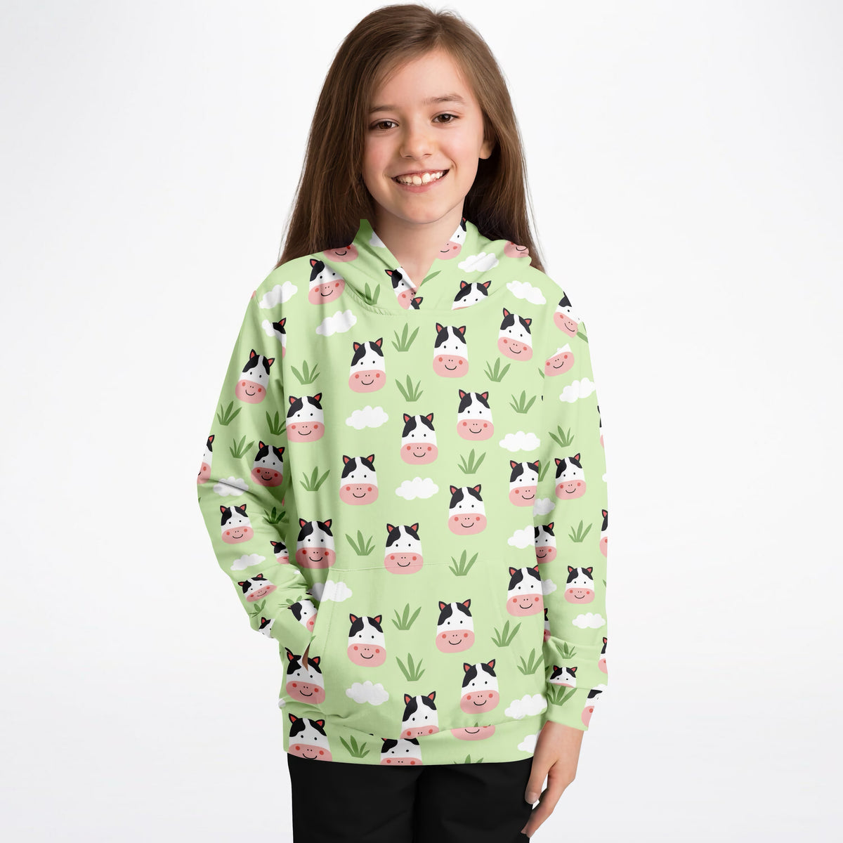 Kids Cow Hoodie – Ultra Comfy & Stretchy, Cozy Fleece or Lightweight Sports Fabric, Double-Layer Hood & Kangaroo Pocket