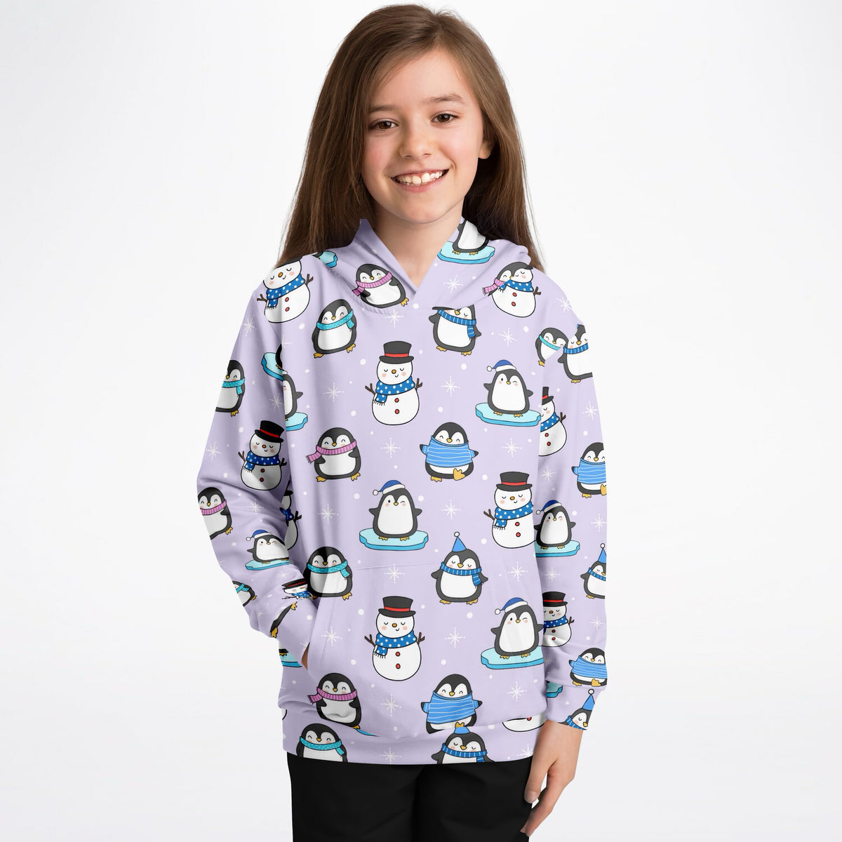 Kids Penguin Winter Hoodie – Ultra Comfy & Stretchy, Cozy Fleece or Lightweight Sports Fabric, Double-Layer Hood & Kangaroo Pocket