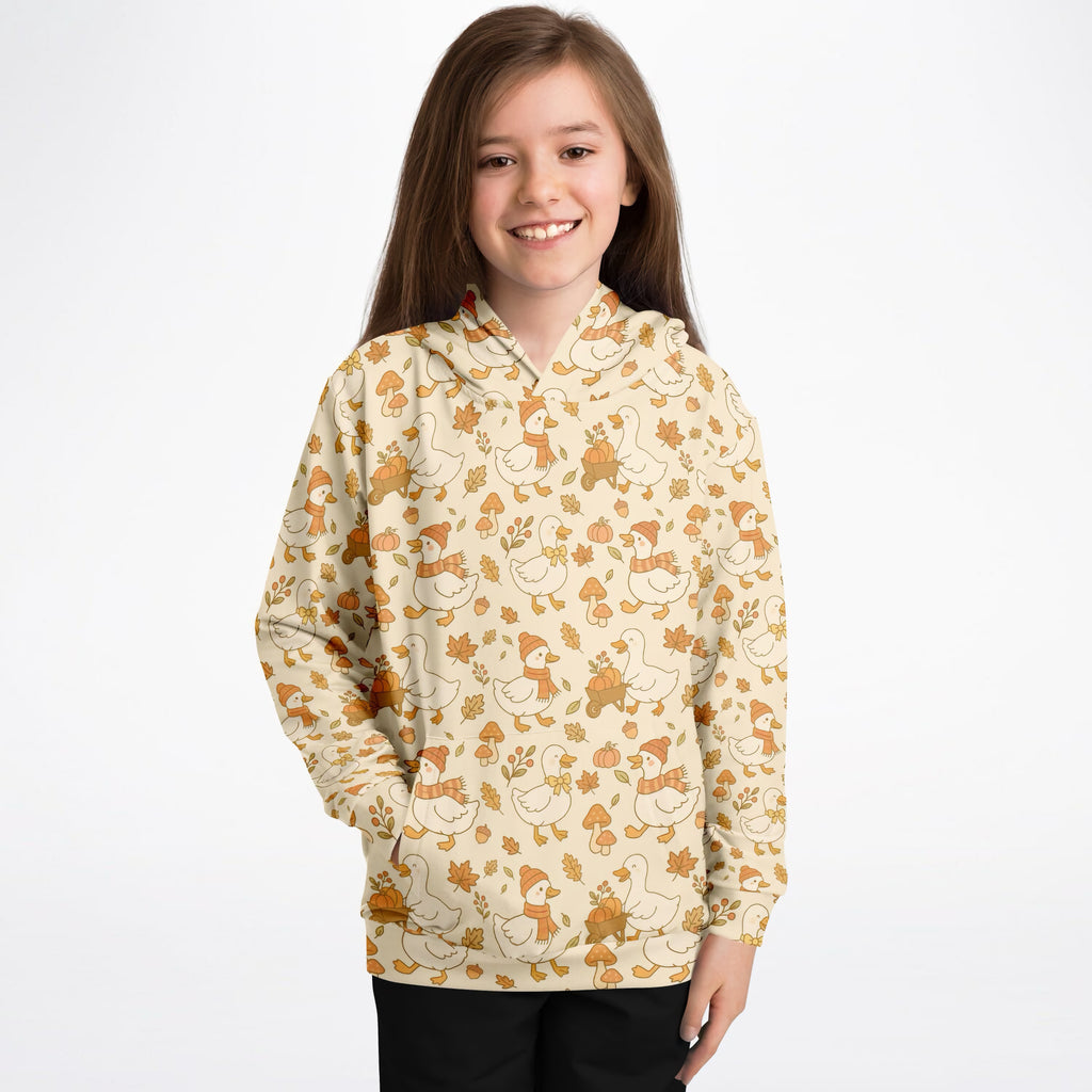 Kids Autumn Goose Hoodie – Ultra Comfy & Stretchy, Cozy Fleece or Lightweight Sports Fabric, Double-Layer Hood & Kangaroo Pocket