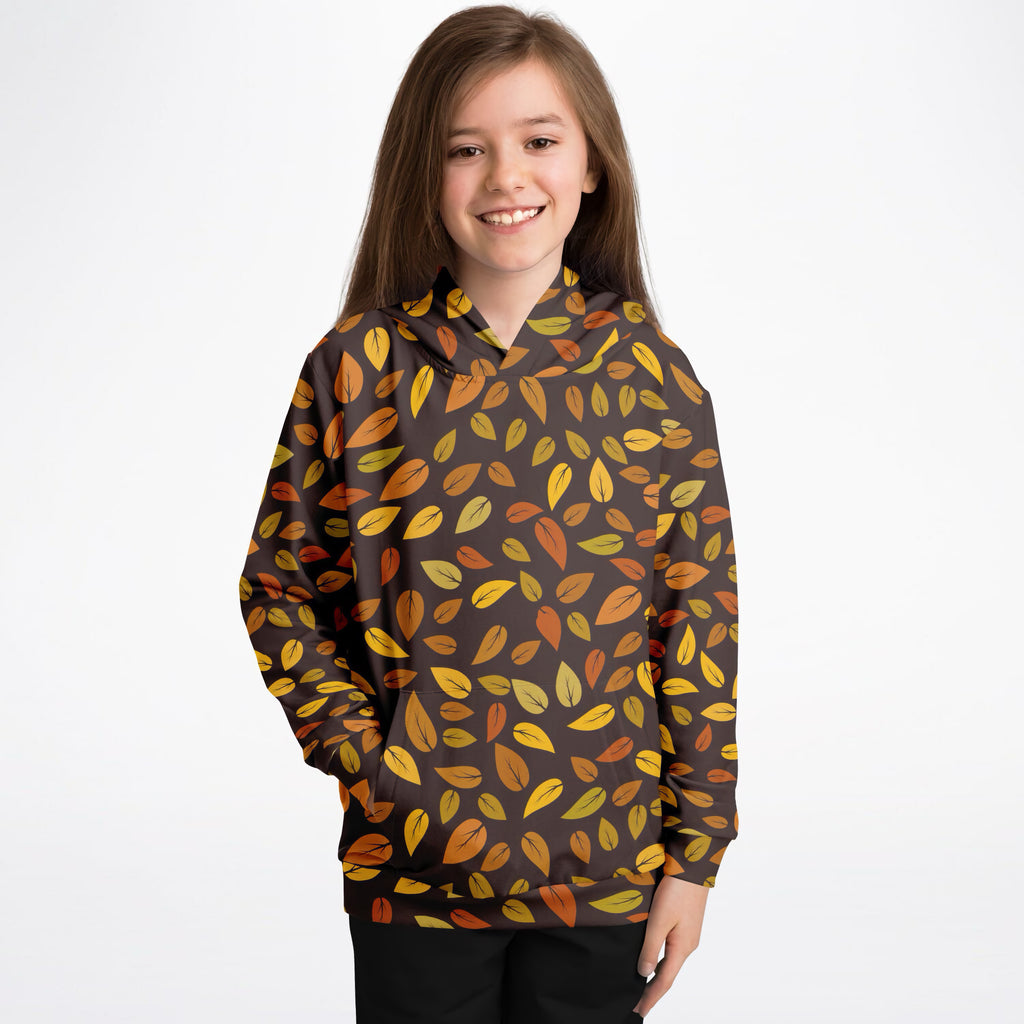 Kids Fall Autumn Leaves Hoodie – Ultra Comfy & Stretchy, Cozy Fleece or Lightweight Sports Fabric, Double-Layer Hood & Kangaroo Pocket
