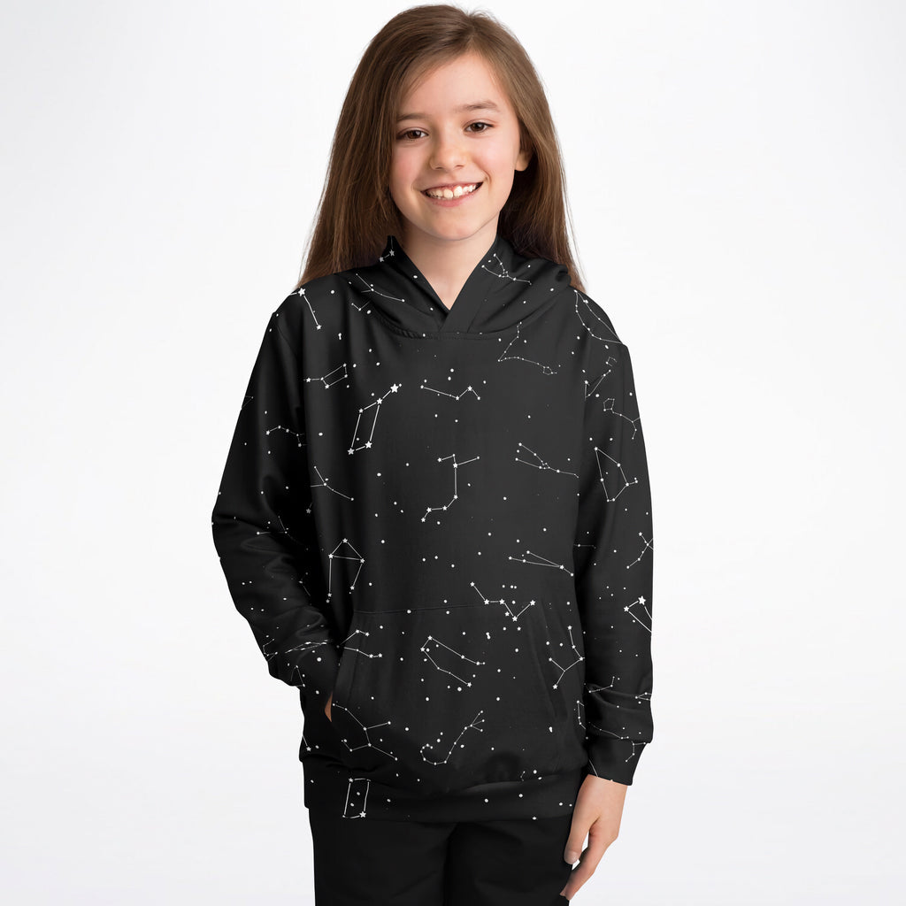 Kids Realistic Constellations Hoodie – Cozy Cotton Fleece or Lightweight Sports Fabric