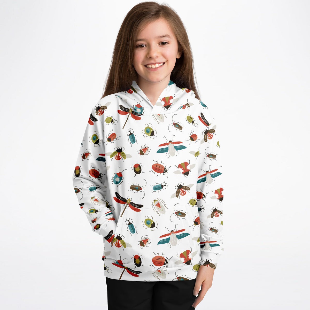 Kids Colorful Bugs Hoodie – Ultra Comfy & Stretchy, Cozy Fleece or Lightweight Sports Fabric, Double-Layer Hood & Kangaroo Pocket